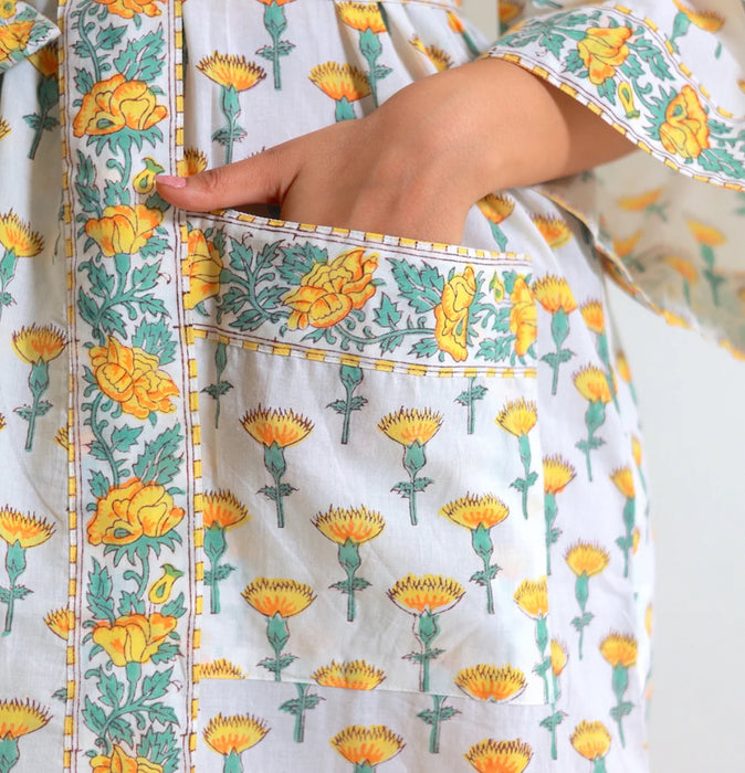 Block Print Cotton Kimono Robe