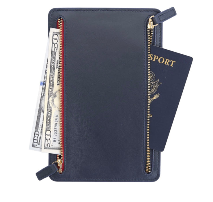 Four Zip Leather Travel Organizer